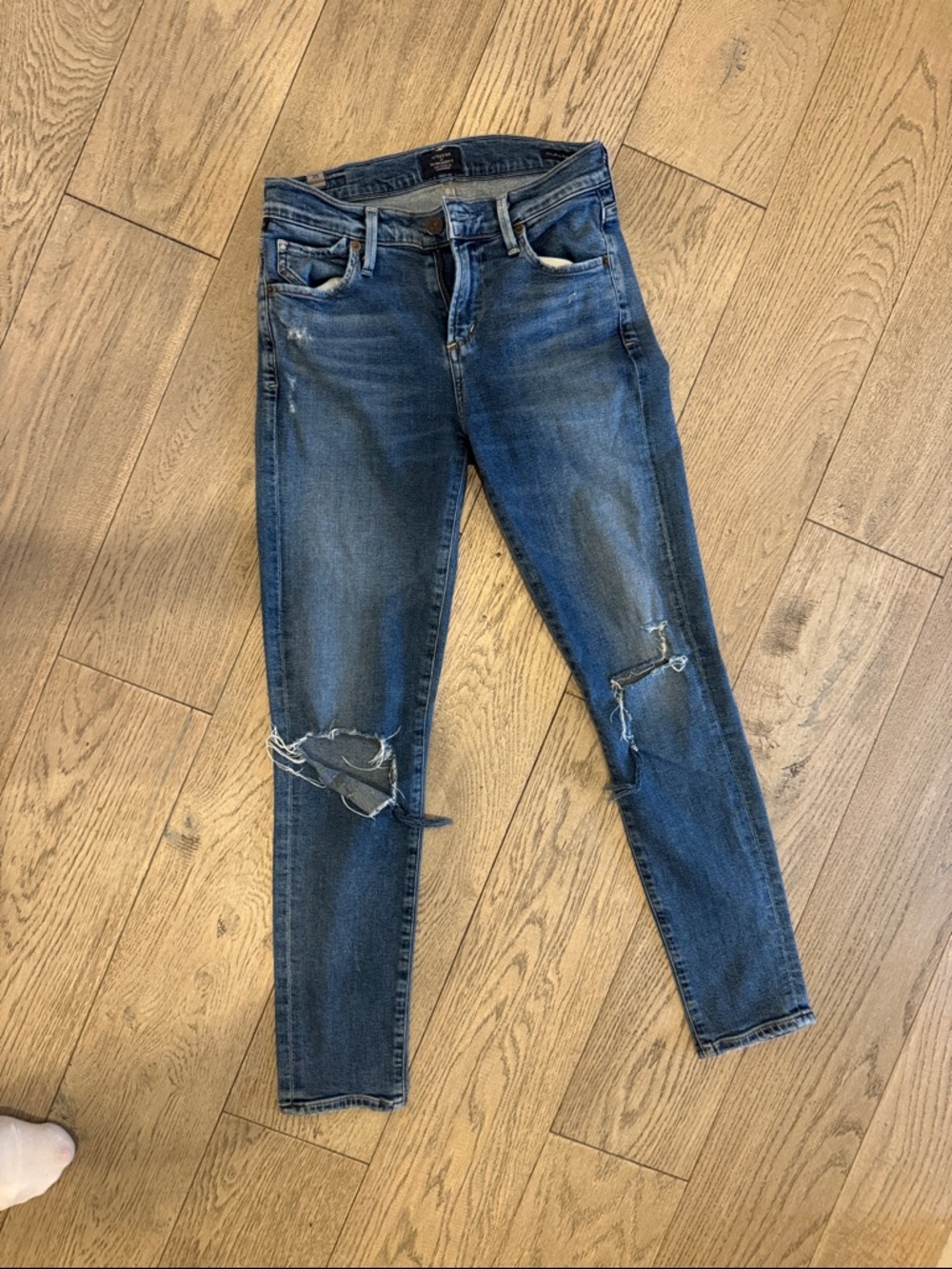 Citizens Of Humanity Dark Blue Ripped Skinny Jeans